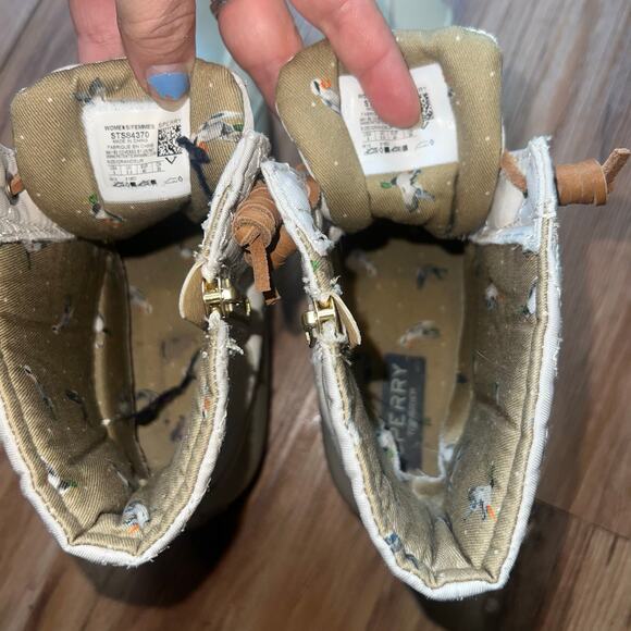 Sperry Chevron Quilt Duck Ivory Women’s Size 9 Waterproof Lace-Up Winter Boots - Picture 9 of 9